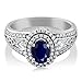 Gem Stone King 925 Sterling Silver Blue Sapphire Ring For Women (1.41 Cttw, Center Stone: 6X4MM, Gemstone Birthstone, Available In Size 5, 6, 7, 8, 9)