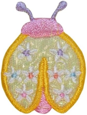 ID 1611C Flower Ladybug Patch Cute Garden Bug Insect Embroidered IronOn Applique for Accessories - Bags/Purses, Apparel - Coat/Jacket, Apparel - Jeans/Pants, Children, Crafts by SayrusPlay