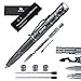Practical Pen Self Defence Tool for Survival - Tactical Flashlight + Glass Breaker + Bottle Opener + Ballpoint Pen + Multi Tool - 2 Ink Cartridges + 3 Batteries - Gift Boxed