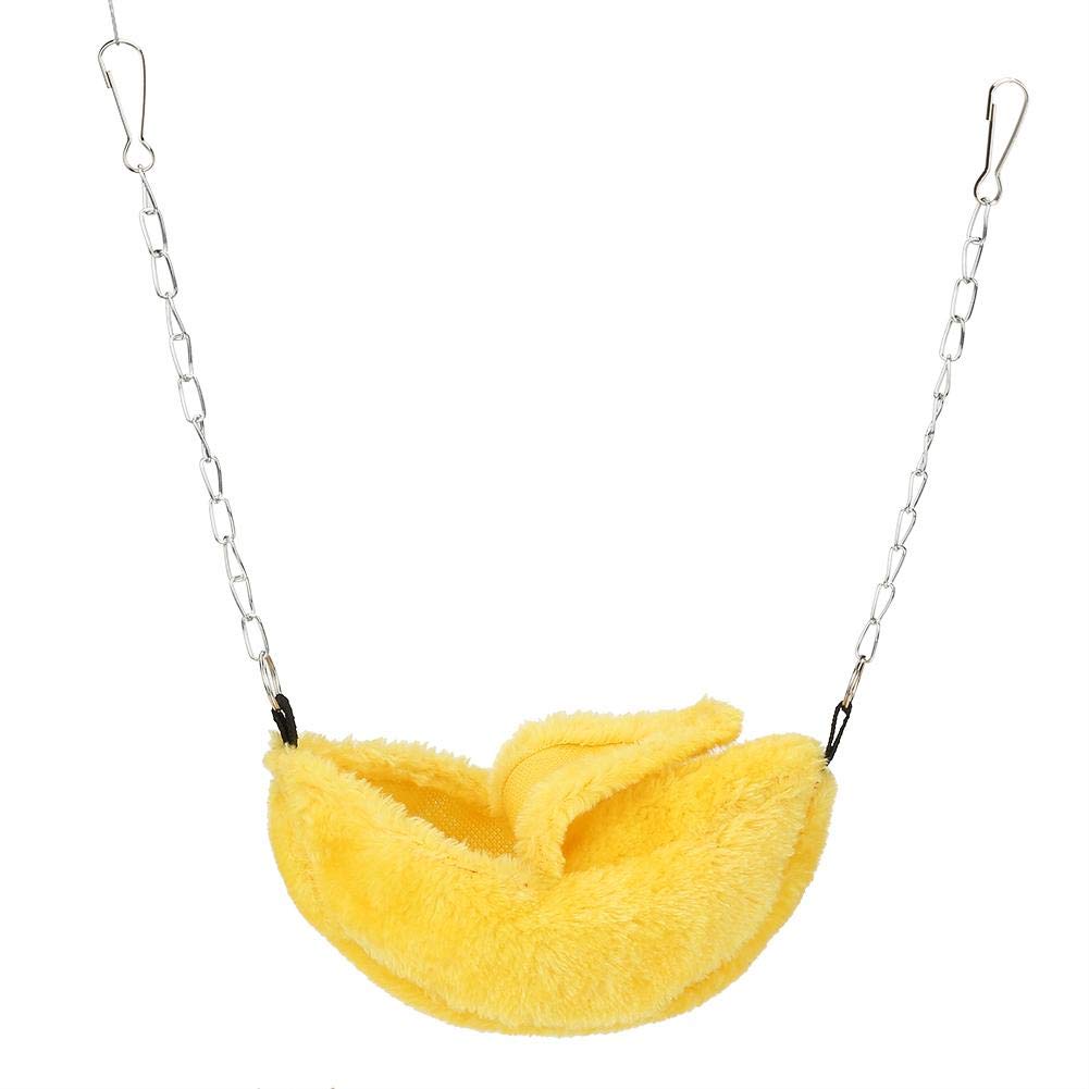 Fdit Hamster Swing Hammock Hanging Nest Birds Chewing Toy for Mice Small Animal Bed Banana Ship Moon Models (Yellow)