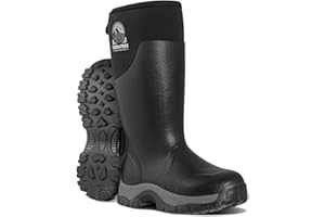 TerraTrax Men's Waterproof Insulated Rubber Hunting Boots – 6mm Neoprene Rain Boots for Outdoor Work, Fishing, Farming & Gardening