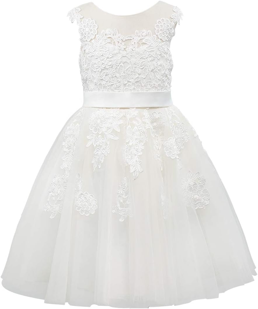 Miama Champagne Lace Tulle Wedding Flower Girl Dress Junior Bridesmaid Dress