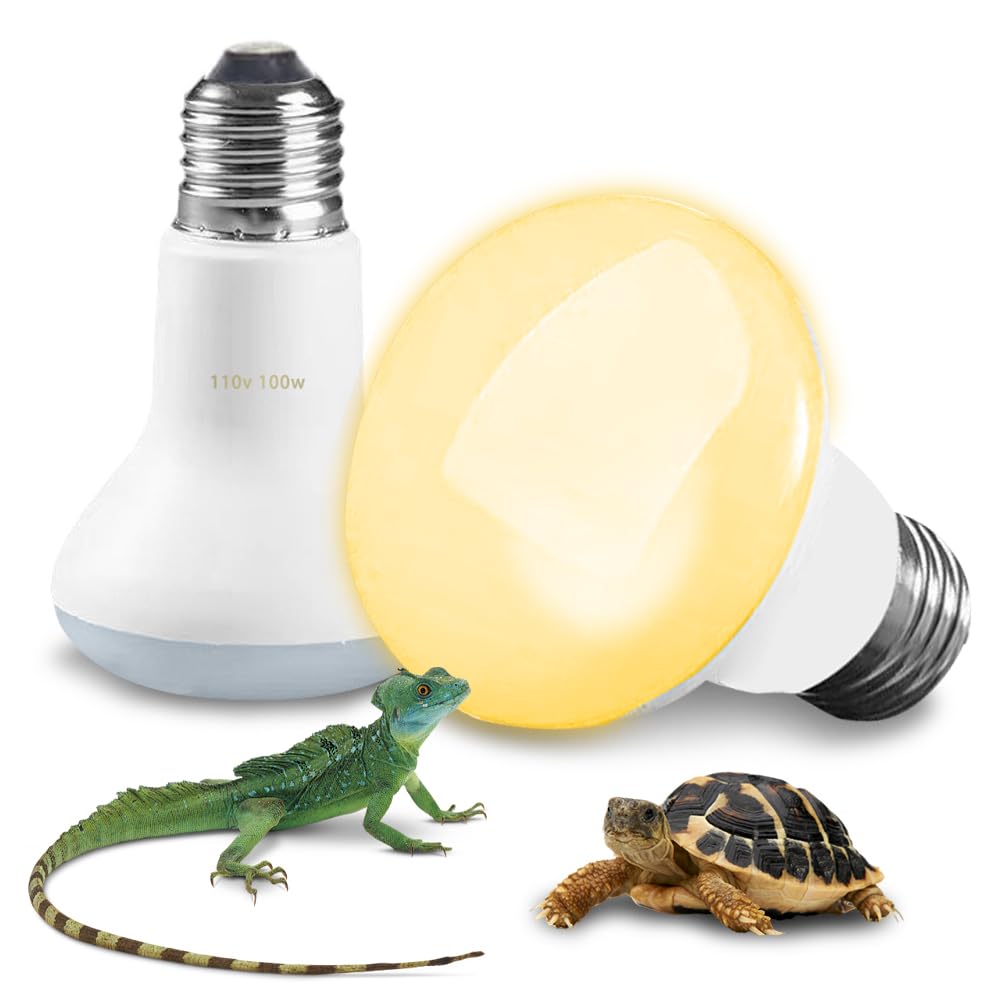 WDKXCN Heat Bulb for Reptiles, 2 Pack 100W Heat Lamp Bulb, E27 Tortoise Heat Lamp Bulb, Reptile Heat Bulb, Heat Lamp for Reptiles, Basking Bulb for Snake, Frog, Lizard, Hermit Crab, Cockatoo
