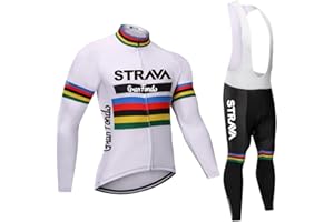 X-CQREG Men's Cycling Clothing Set Long Sleeve Cycling Jersey Zipper Pocket Bike Outfit Cycling Bib Pants Gel Padded