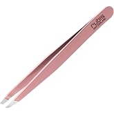 Rubis Classic Stainless Steel Slanted Tweezers for Precise Eyebrows and Hair Removal, 1K108, Pink,Rubis Switzerland Swiss Made World Renowned Precision