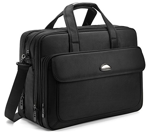 17 inch Laptop Bag, Travel Briefcase with Organizer, Expandable Large Hybrid Shoulder Bag, Water Resisatant Business Messenger Briefcases for Men Fits 17 Inch Laptop, Computer, Tablet-Black