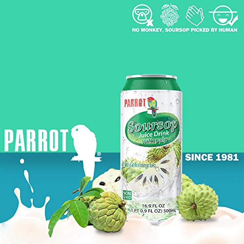 Parrot Brand Canned Soursop Juice Drink With Pulp 16.4 fl. oz.(Pack of