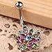 Chinatera Crystals Set Flower Hinged Barbell Dangle Belly Button Ring Navel Body Jewelry Belly Button Ring Flower Belly Ring