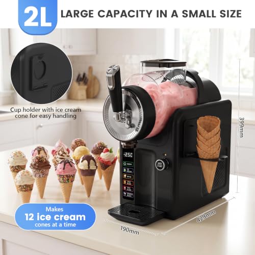 Slush Granita Machine, 2L Ice Slush Machine with LED Display, 6-in-1 Slush Machine for making ice cream, smoothies, milkshakes, cocktails and margaritas