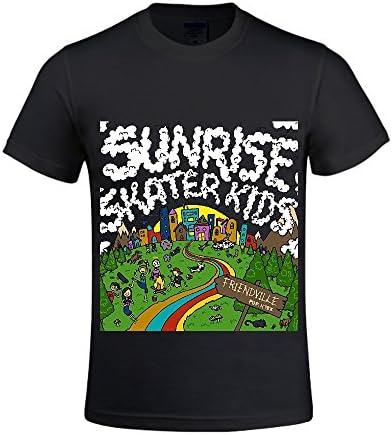 Friendville Sunrise Skater Kids Men T Shirts Crew Neck With Sayings Black