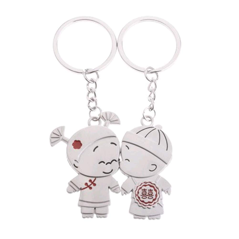 ODETOJOY 2PCS Couple Keyrings For him and Her Racks Metal Lovers Keychains Hooks for Boys and Girls
