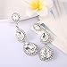 EleQueen Women's Silver-tone Austrian Crystal Tear Drop Pear Shape Long Earrings