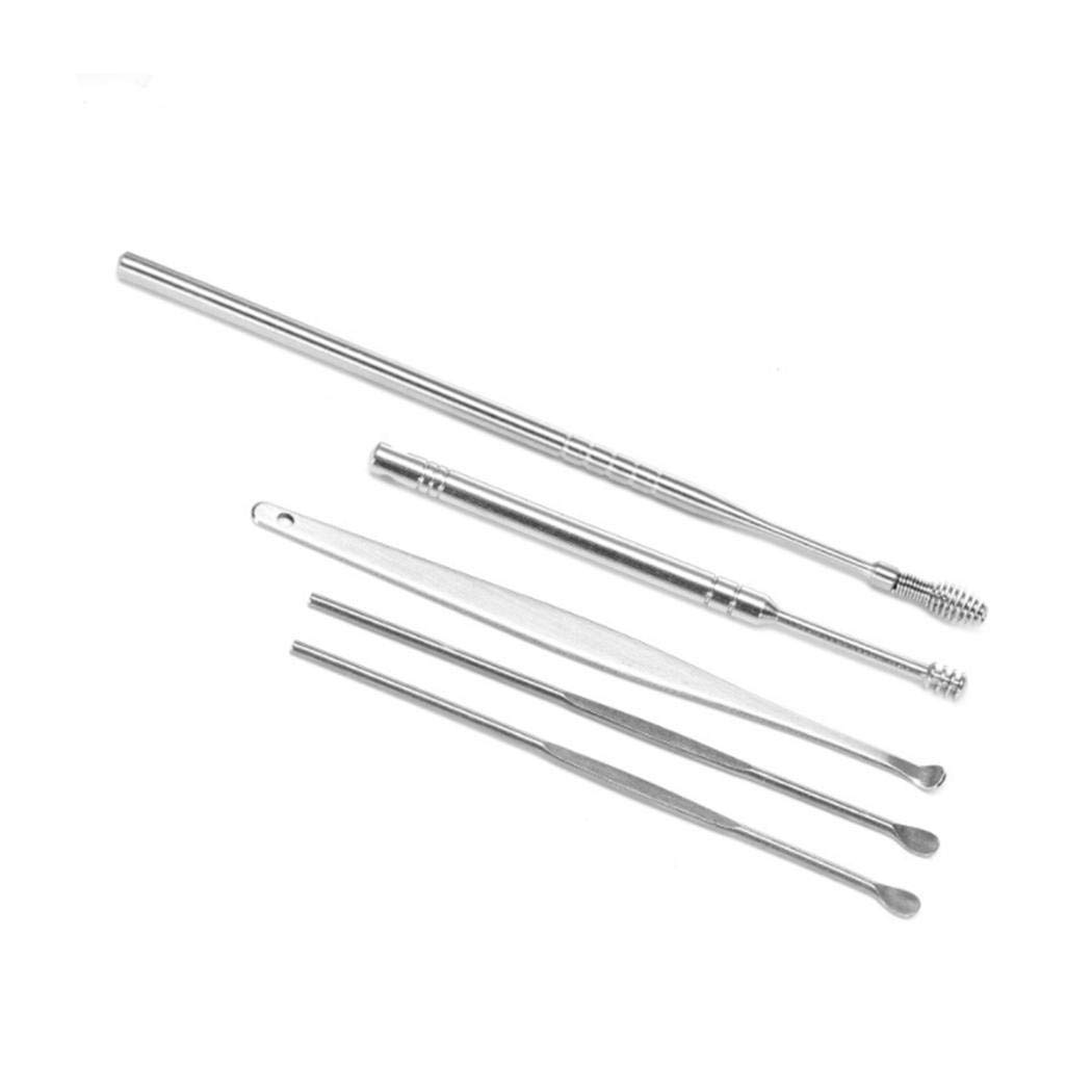Pagacat 5Pcs Professional Ear Tool Sets Curette Ear Pick Wax Remover Ear Cleaning Earwax Removal