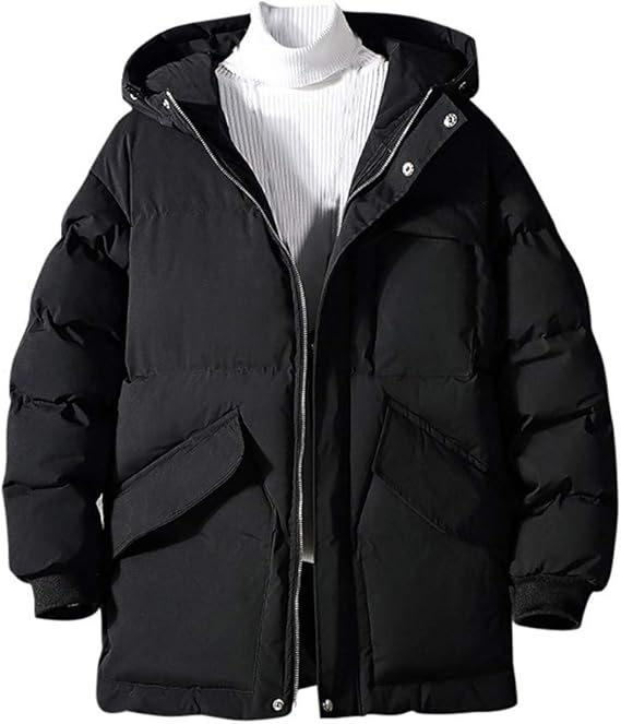 Amazon メンズ 中綿 コート ロング 厚手アウトドア メンズ無地厚手のフード付きコットンコート ジャケット 中綿 アウターダウン 90 コート コート ジャケット 通販