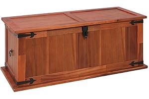 vidaXL Solid Acacia Wood & MDF Storage Chest, Brown, Versatile Furniture Piece with Ample Storage, Can also be used as Coffee Table or End Table, Handmade with Beautiful Wood Grains, Lockable