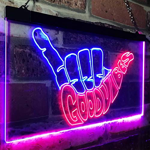 ADVPRO Good Vibes Only Hand Party Decoration Dual Color LED Neon Sign Red & Blue 16" x 12" st6s43-i1076-rb