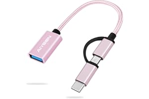AIYEEN 2-in-1 USB C/Micro to USB Adapter, USB C to USB 3.0, USB to Android OTG Adapter Cable Compatible with MacBook Pro Andr