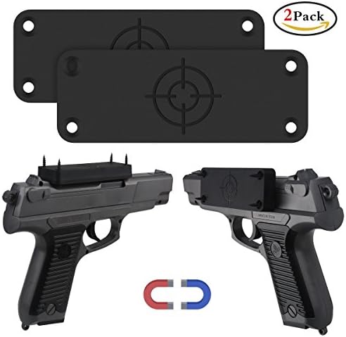 Gun Magnet Mount 2-Pack Magnetic Gun Mount with Rubber Coated 42 Lbs Rated for Handgun Shotgun Rifle Pistol Revolver Concealed Holder in Home Office Truck Car Wall Vault and Desk - Firearm Accessory