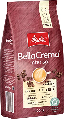 Melitta BellaCrema Intenso Ganze Kaffee-Bohnen 8 x 1kg, ungemahlen, Kaffeebohnen für Kaffee-Vollautomat, kräftige…
