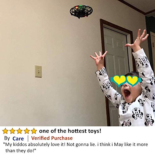 RC Flying Ball Toys, Latest Hand-Controlled Mini Drone Helicopter with Remote Controller, Infrared Interactive Induction UFO Flying Heli Ball Toys with 360Â° Rotating & LED Lights for Kids (Black)