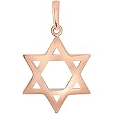 Jewelry America Polished 14k Rose Gold Simple Jewish Charm Star of David Pendant (Small)