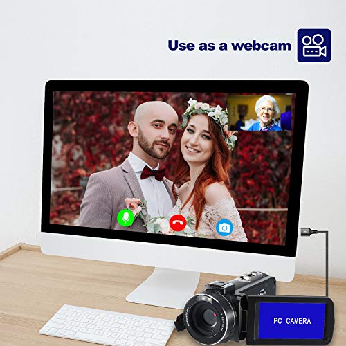 CofunKool Camcorder 1080P 26MP Video Camera WiFi Vlogging Camera for YouTube, 270° Flipping 3.0" IPS Touch Screen, IR Night Vision, with Microphone Remote Control Mini Tripod, Support USB, TV Output