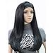 Aimole Long Straight 3/4 Women's Wigs Hair Piece Synthetic Hair with Black Headband(1-Black)