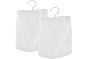 2pcs Mesh Bag with Hook Hanging Laundry Bags Multi-functional for Kitchen Bathroom Storage