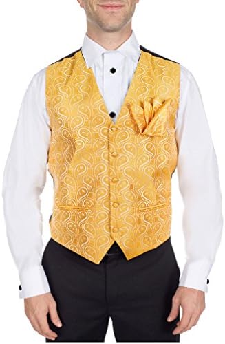 Men's Paisley Formal Vest Gold for Tuxedo and Suit