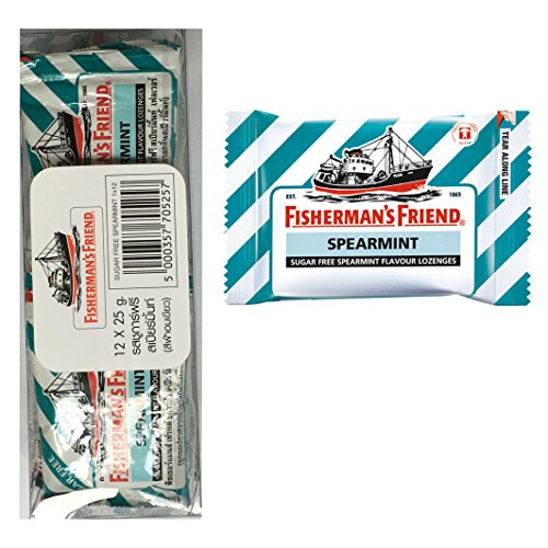 Fisherman'S Friend Sugar Free Refreshing Spearmint Flavor Cough Lozenges, 25G Pack, (Pack Of 12) | Beautybreeze (5000357705257)
