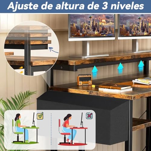 Escritorio para Computadora,Escritorio Minimalista con Estante Removible,Estructura de Acero,Escritorio de Oficina,Moderno Escritorio para Oficina en Casa,Robusto y Duradero (137*102*86 CM)