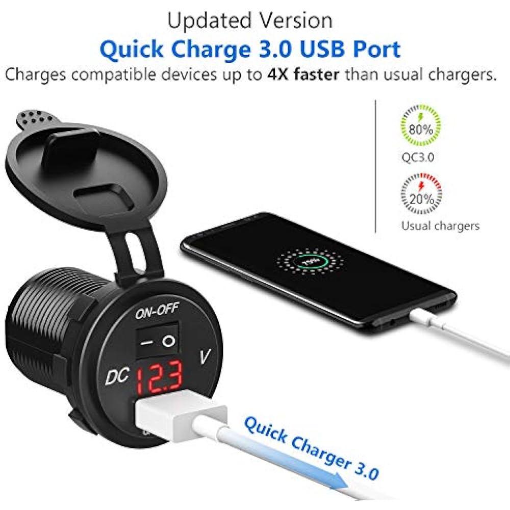 USB Charger Socket, 18W 12V/24V Quick 3.0 Car Power Outlet Adapter Waterproof On eBay