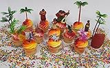 MOANA Birthday CUPCAKE Topper Set Featuring Moana Figures,Themed Decorative Accessories, Figures Average 1