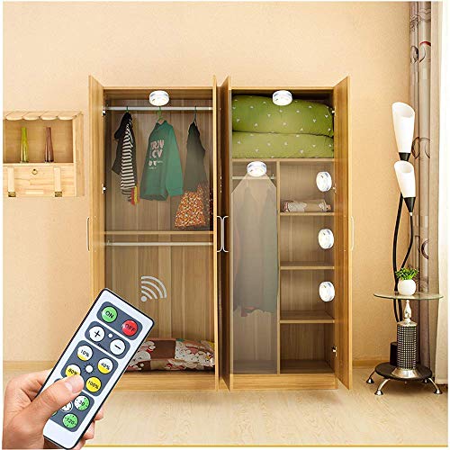 Puck Lights With Remote,Wireless Led Puck Lights Battery Operated, Led Puck Lights With Remote Control, Led Under Cabinet Lighting, Dimmable Closet Light, Battery Powered (diamond pattern puck lights)