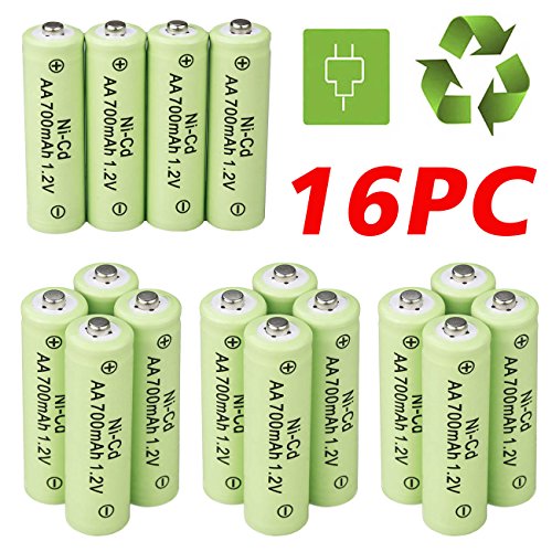 ShineTool 16 Pack AA Batteries, 700mAh AA 1.2V Battery Rechargeable for Solar Light LED Flashlight Toy Car