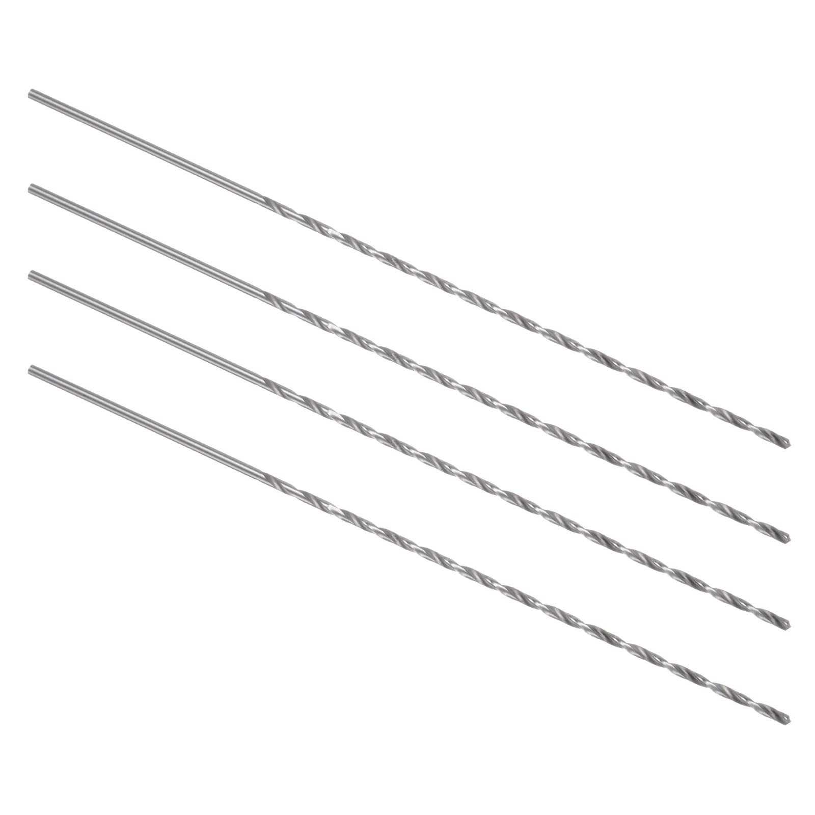 Kozelo 4PCS Twist Drill Bit - [2mm] High-Speed Steel Cobalt Round Shank Jobber Bit Set Silver Tone for Metal Wood Plastic Steel Use, 102mm / 4.02" Blade Length