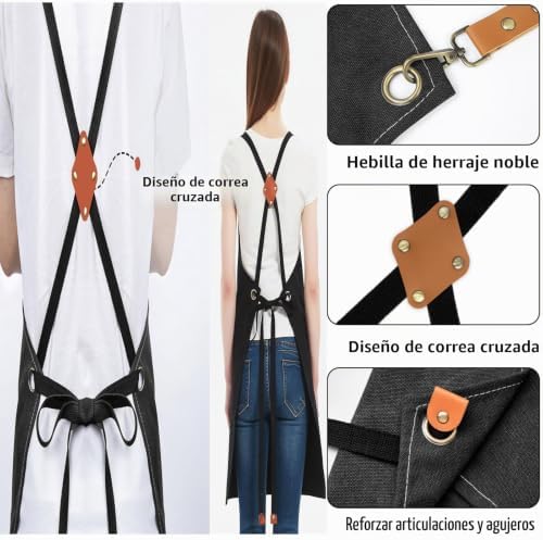 Delantal de barbacoa para hombres con 4 bolsillos, ideal para barbacoa de cocina jardín barbacoa regalo de la cafetería del restaurante