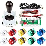 Avisiri 1 Player Arcade Buttons Joystick DIY Kit Parts Include 1x Ellipse Balltop Handle Stick 10x LED Arcade Button 1x USB Encoder Controller for PC MAME Raspberry Pi Windows (Mixed Color Kit)