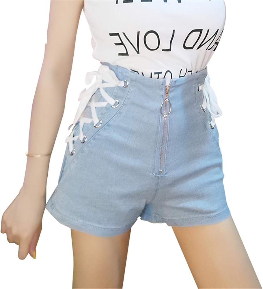elastic band denim shorts