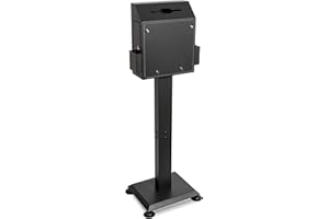 Pochar Suggestion Box with Stand, Floor Standing Offering Box, Upgraded Heavy Duty Metal Locking Ballot Collection Safe Box for Voting Contest Charity Donation Church Election, Large, Black