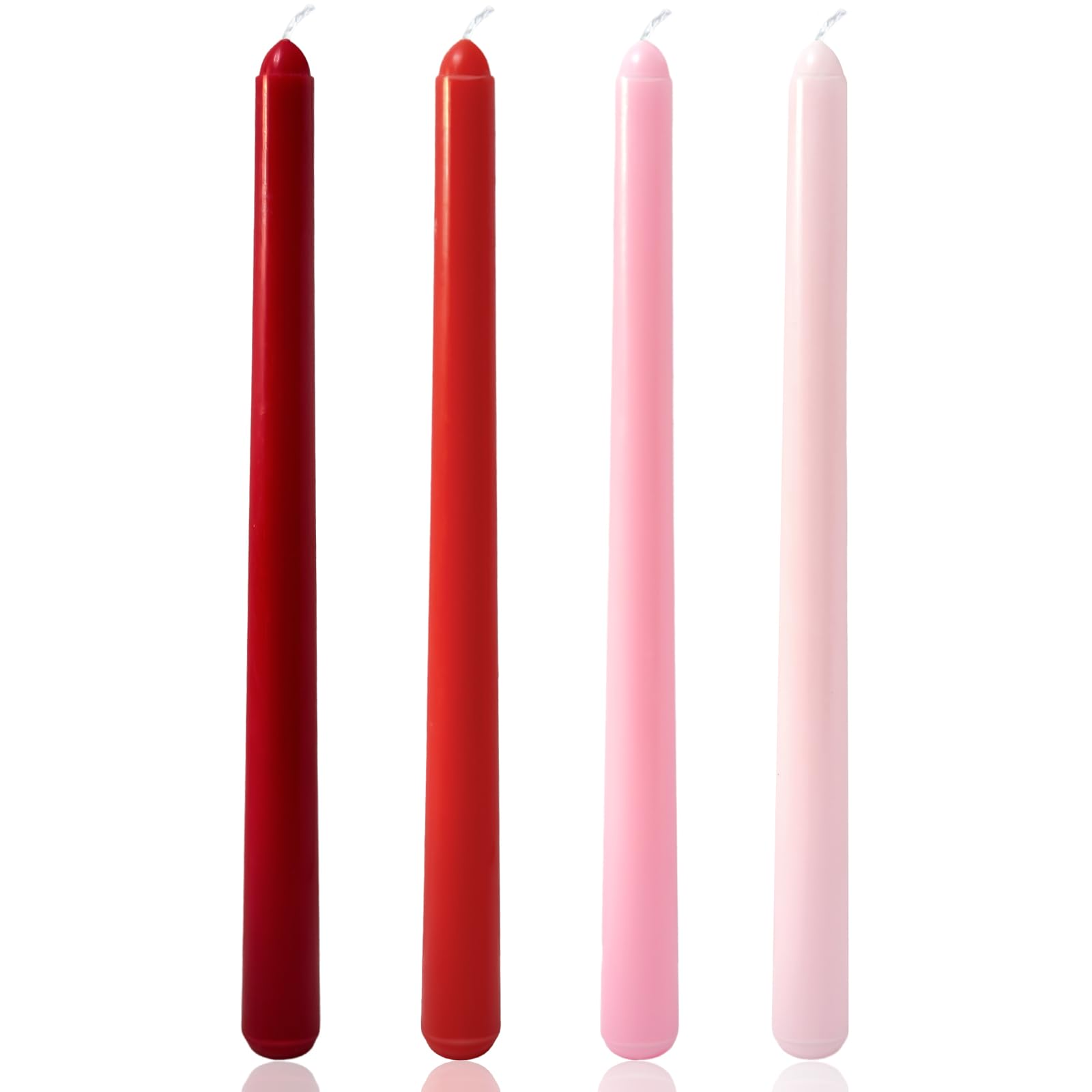 Photo 1 of 10 Inch Gradient-red Taper Candles, 4 Packs Unscented Candlesticks for Dinner, Wedding, Valentine’s Day and Home Decoration, Dripless and Smokeless, 8-10 Hours Burn
