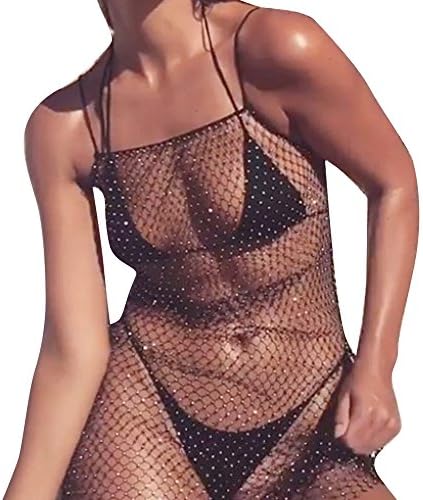 Godzgift Women's Hollow Fishnet Dresses Swimwear Swimsuit Bikini Cover up Net
