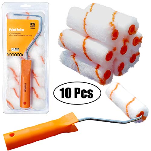 Tockrop 4-Inch Paint Roller Kit - A 4" Roller Frame and 9 Pcs 4" Roller Covers with 1/2" Dacron Nap for Interior Walls, Textured Walls, Paneling, and Painted Brick or Concrete Home Repair - Thumbnail 6