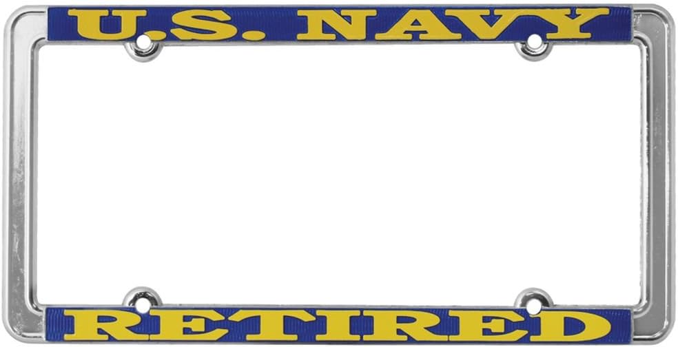 Chrome Metal Honor Country US Navy Retired License Plate Frame