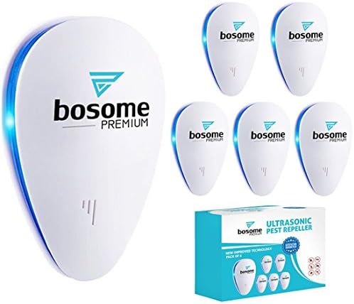 BOSOME Ultrasonic Pest Control Repellent - Pack of 6 Most Effective &amp; Durable Repellents [2018 Upgraded] - 100% Human and Pet Safe - Mosquito, Spider, Rat, Most Bugs &amp; Insects! Control Repeller!