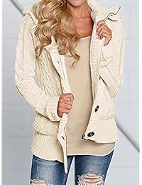CNJFJ - Sudadera con capucha para mujer, manga larga, con botones y bolsillos