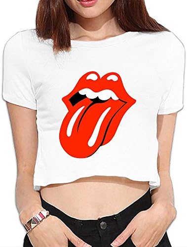 SAXON Women's Funny Sexy Lip Bare Midriff Short Sleeve