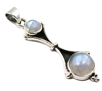 Unique exklusiver Jugendstil Ketten Anhänger echter Mondstein eingefasst in 925 Sterling Silber 3.8 Karat Juweliers- Qualität