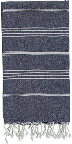 Kuru Towels - Turkish Beach Towels – 100% Cotton Premium Quality Multipurpose Peshtemal for Fast Drying &amp; Easy Storage. Great for Travel, Spa, Pools, Bath and Gym - Lagoon Navy Blue