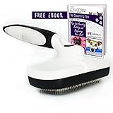 Self Cleaning Pet Brush, Hair Shedding, Undercoat Slicker Dematting, Grooming with Retractable Bristles and Easy Clean Button